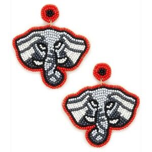 Viola Beaded Elephant Earrings Alabama Crimson Tide Red Gray White Statement New